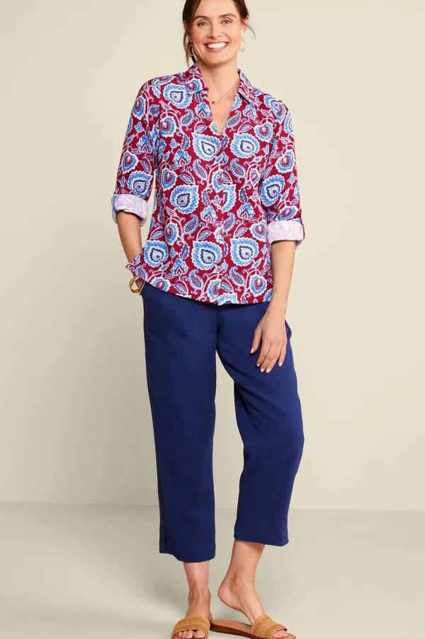 Vacation Shop | Gauze Shop-Soft Surroundings Addison Gauze Big Shirt Tibetan Blue