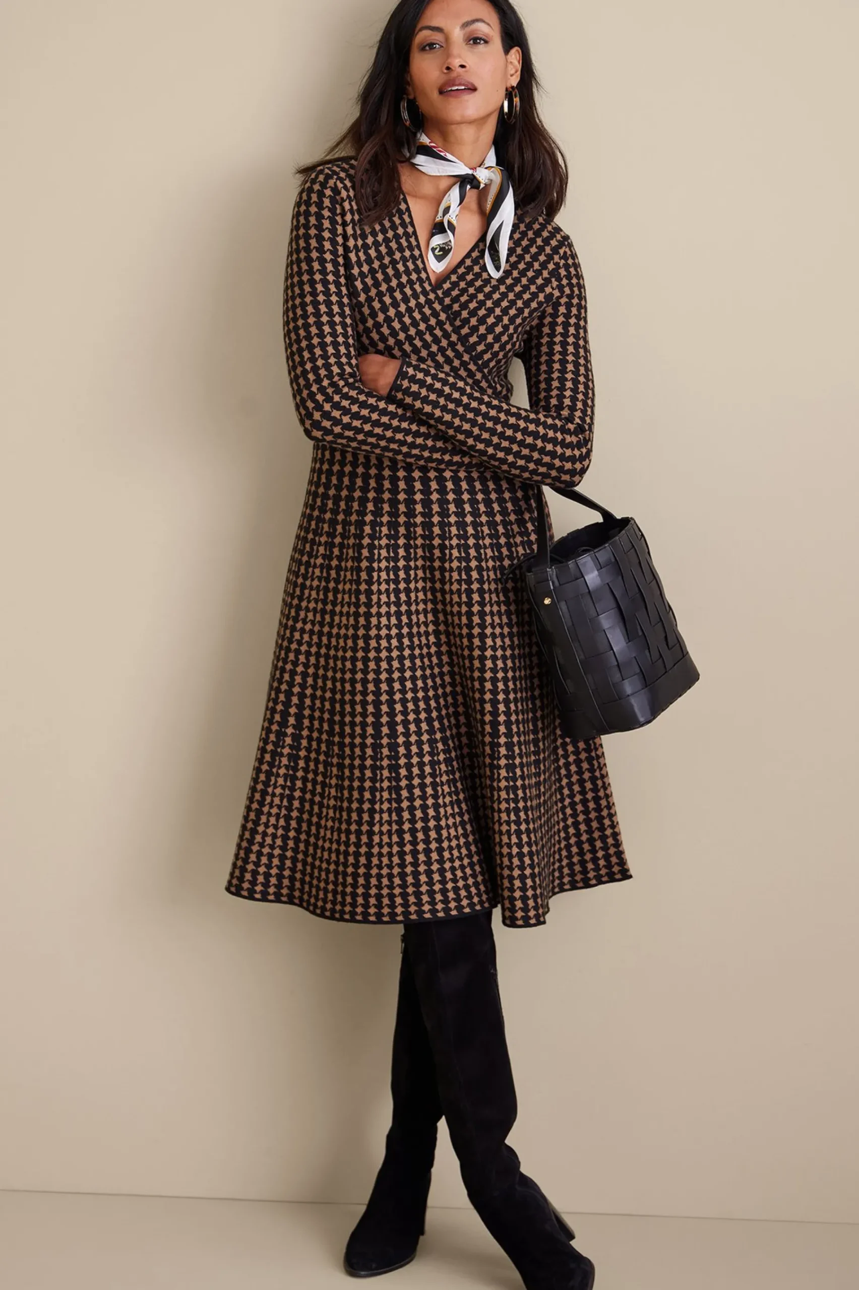 aida_dress_0.webp work to play | patterned-Soft Surroundings Aida Dress Hazelnut