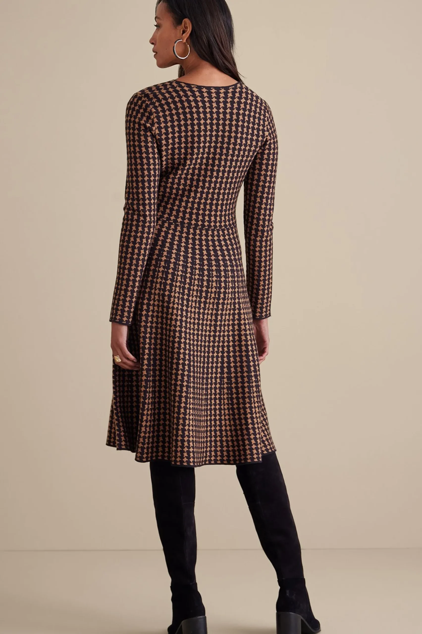 aida_dress_2.webp work to play | patterned-Soft Surroundings Aida Dress Hazelnut