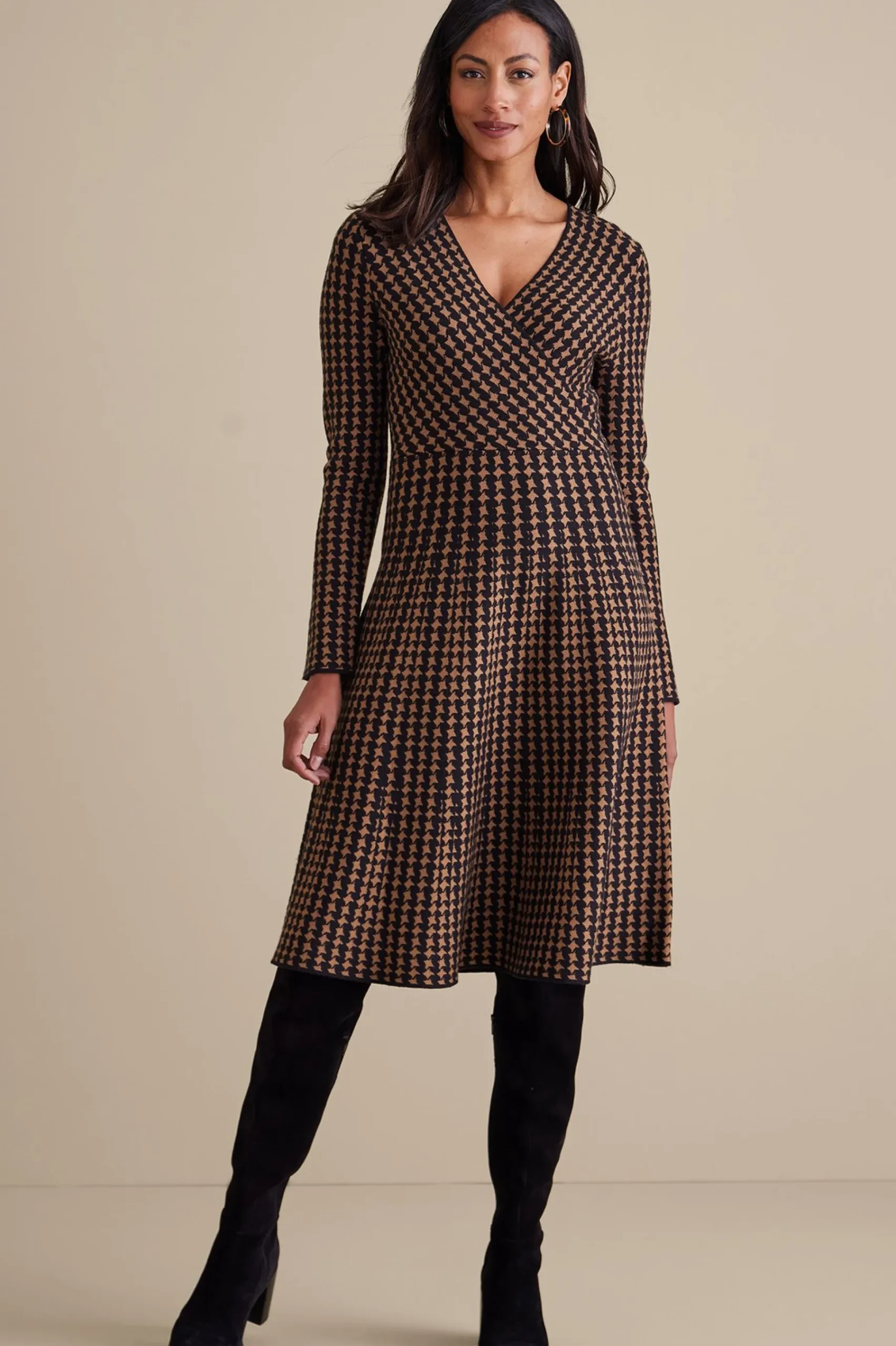 aida_dress_5.webp work to play | patterned-Soft Surroundings Aida Dress Hazelnut