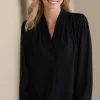 long sleeve | pullovers-Soft Surroundings Akira Blouse Garnet