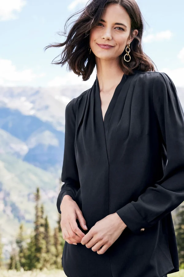 long sleeve | pullovers-Soft Surroundings Akira Blouse Garnet