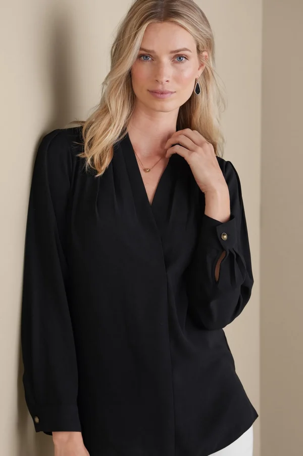 long sleeve | pullovers-Soft Surroundings Akira Blouse Garnet