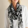 Scarves & Wraps-Soft Surroundings Alba Ikat Wrap Scarf Black/White