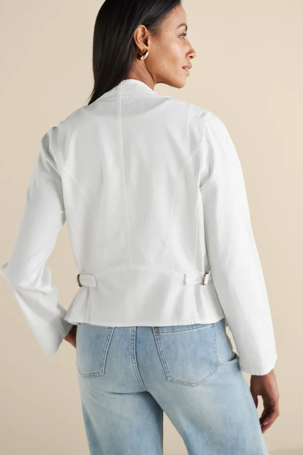 Linen Shop | Jackets & Coats-Soft Surroundings Alicante Linen Blend Topper Black