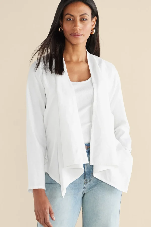 Linen Shop | Jackets & Coats-Soft Surroundings Alicante Linen Blend Topper Black