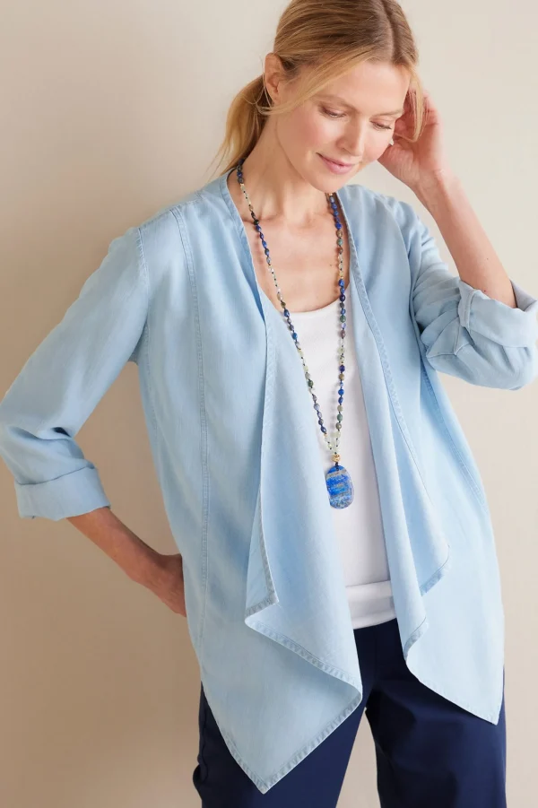 Jackets & Coats-Soft Surroundings Alicante TENCEL™ Topper Light Chambray