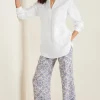 full length | wide leg-Soft Surroundings Aliso Point Linen Pants Blue Tile Print