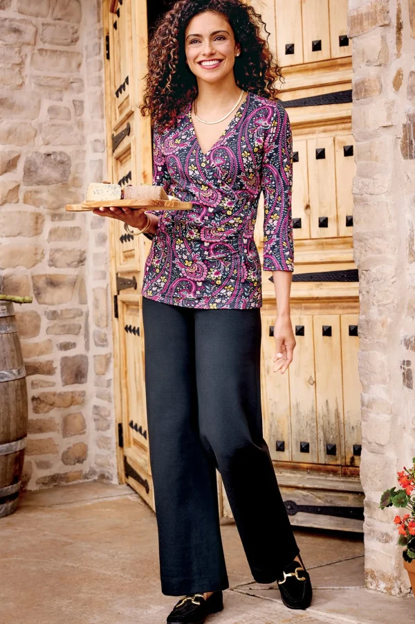 Everyday Styles | three quarter length-Soft Surroundings Alyssa Knit Top Black