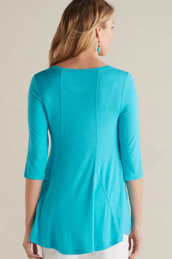 three quarter length | tunics-Soft Surroundings Amelia A-Line Tunic White