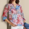 long sleeve | shirts-Soft Surroundings Anastasia Shirt Chrysanthemum Floral