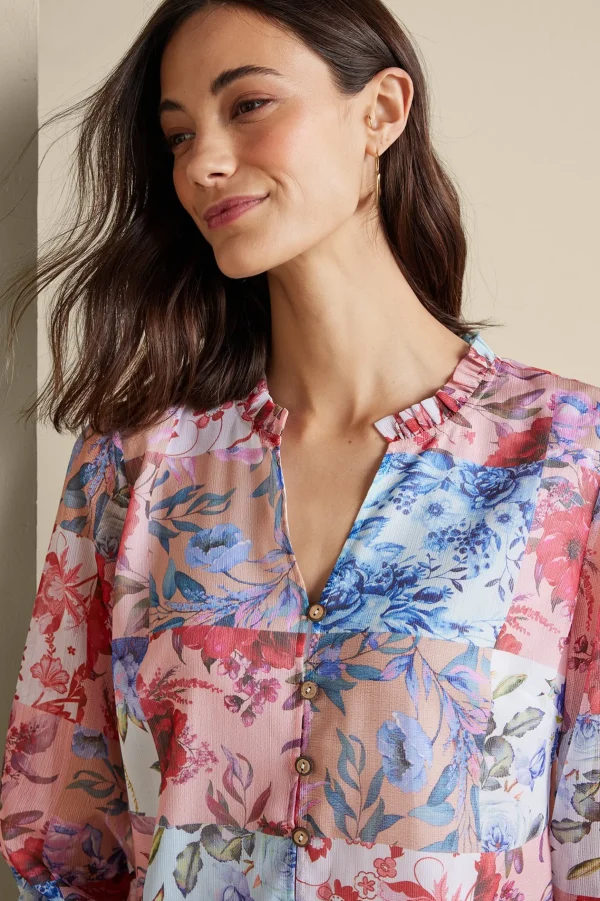 long sleeve | shirts-Soft Surroundings Anastasia Shirt Chrysanthemum Floral