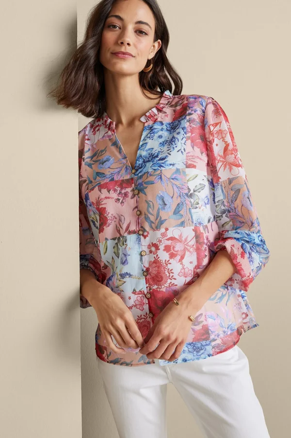 long sleeve | shirts-Soft Surroundings Anastasia Shirt Chrysanthemum Floral