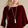 EVelvet Styles | three quarter length-Soft Surroundings Aria Velvet Top Cabernet