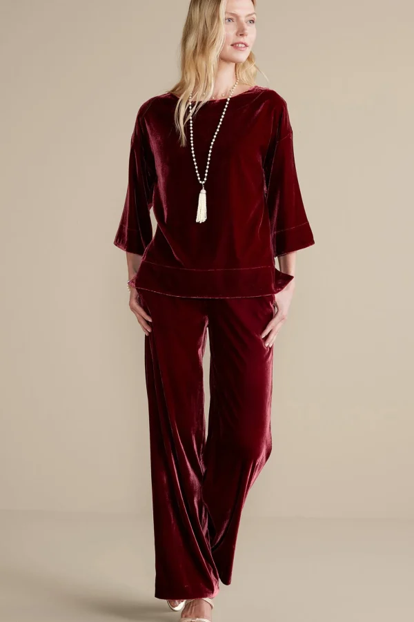 EVelvet Styles | three quarter length-Soft Surroundings Aria Velvet Top Cabernet