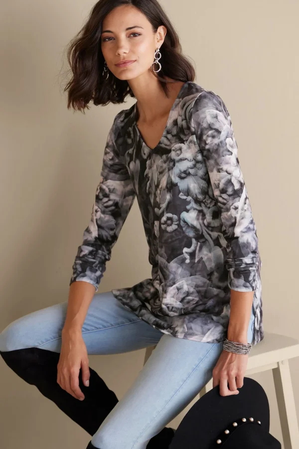 long sleeve | prints-Soft Surroundings Aviana Top Multi Floral