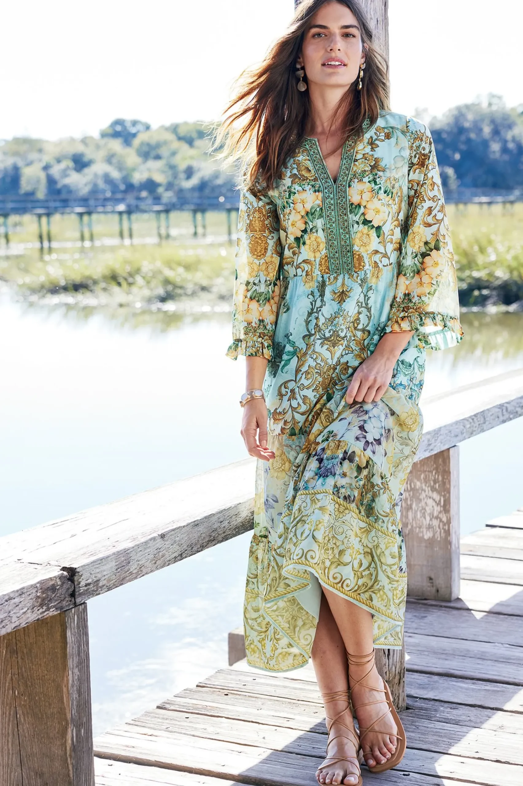 baroque_maxi_dress_3.webp Feminine Flourish | Vacation Shop-Soft Surroundings Baroque Maxi Dress Multi Floral