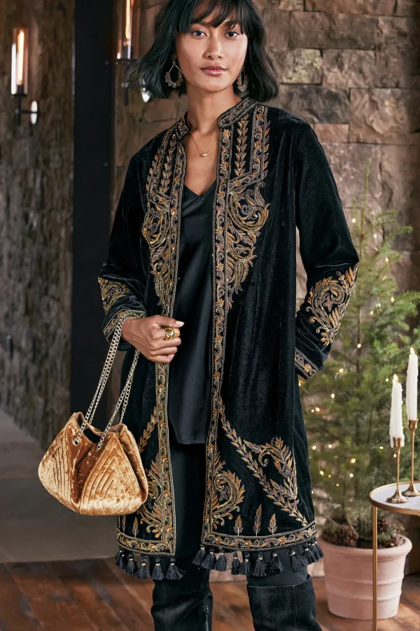 EVelvet Styles | Global Artistry-Soft Surroundings Belcastel Jacket Black/Gold