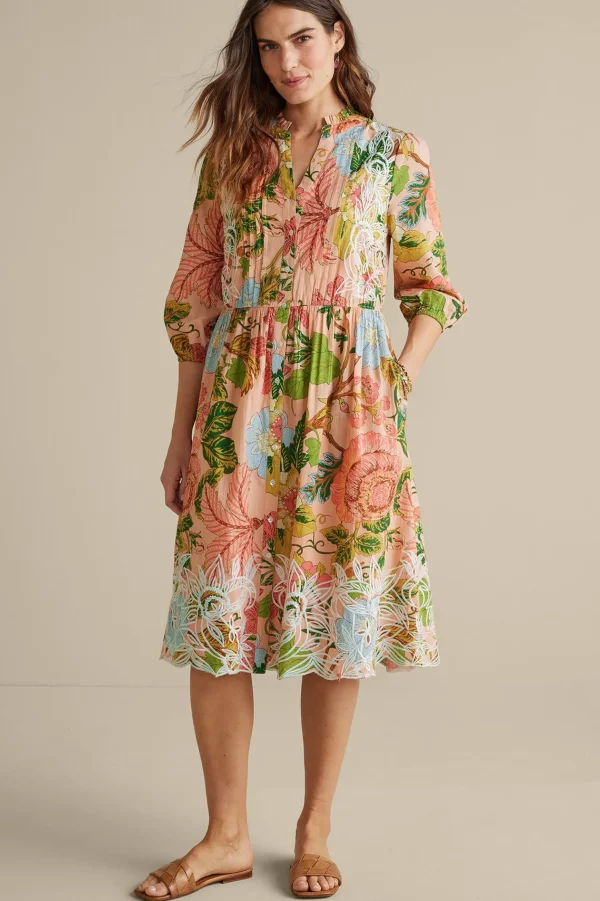 Feminine Flourish | Vacation Shop-Soft Surroundings Bellicia Embroidered Midi Dress Multi Floral