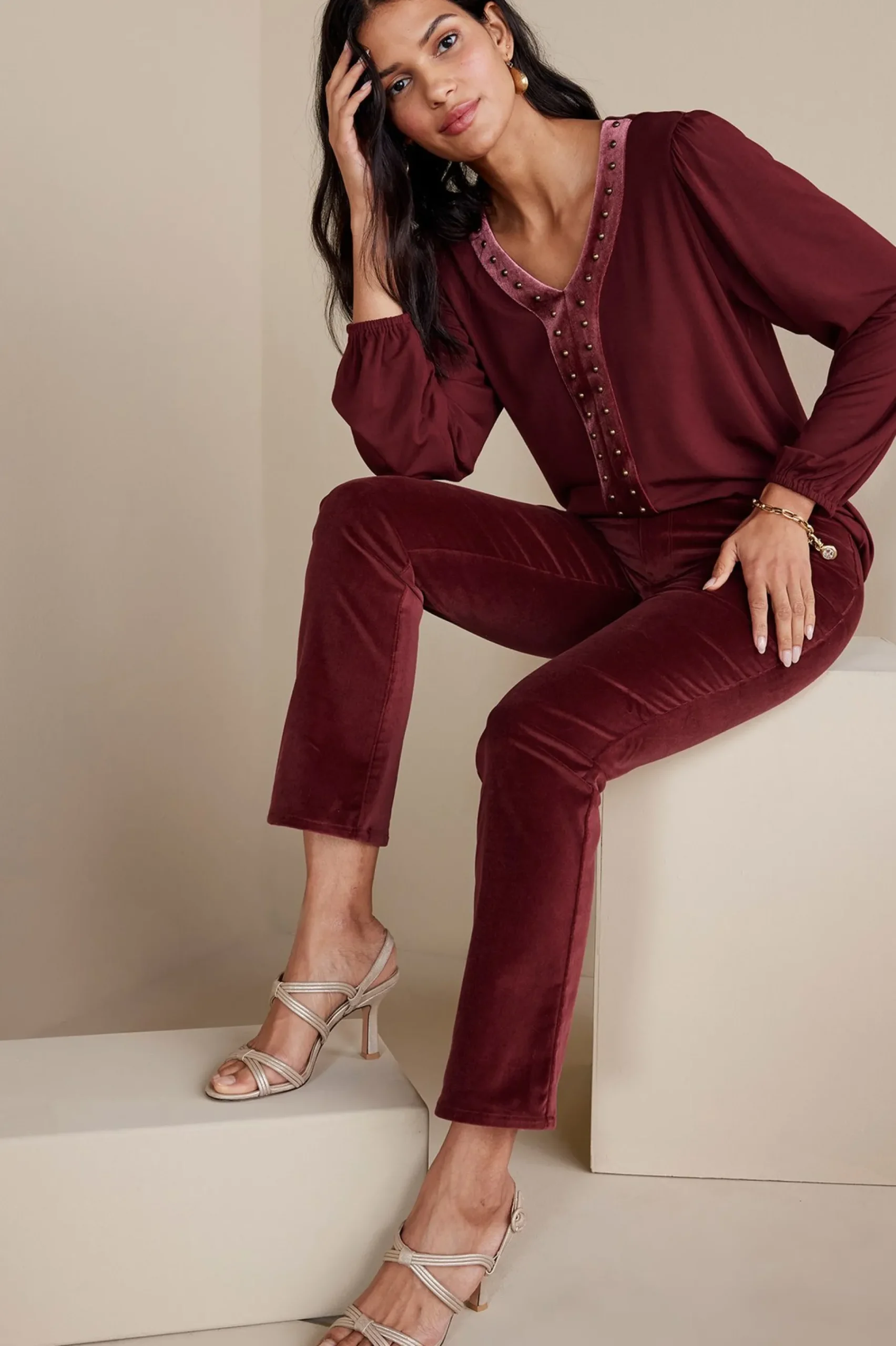 blakely_velveteen_pants_0.webp EVelvet Styles | full length-Soft Surroundings Blakely Velveteen Pants Cabernet