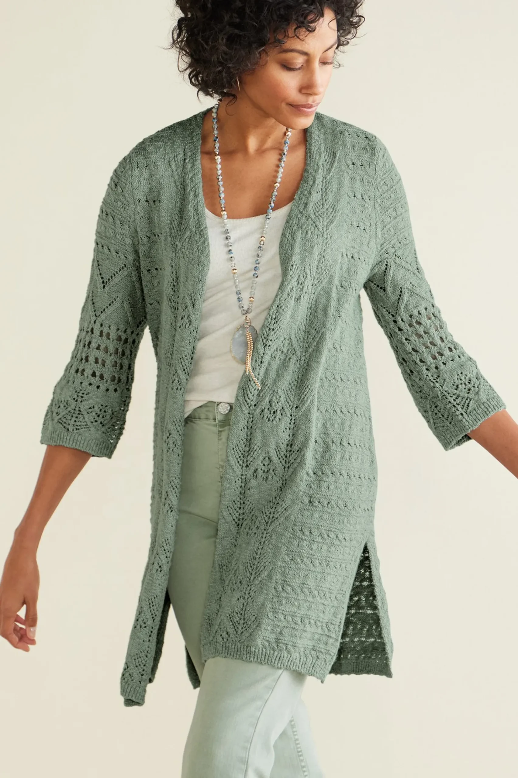 calistoga_pointelle_cardi_0.webp Feminine Flourish | Vacation Shop-Soft Surroundings Calistoga Pointelle Cardigan Ivory Pearl