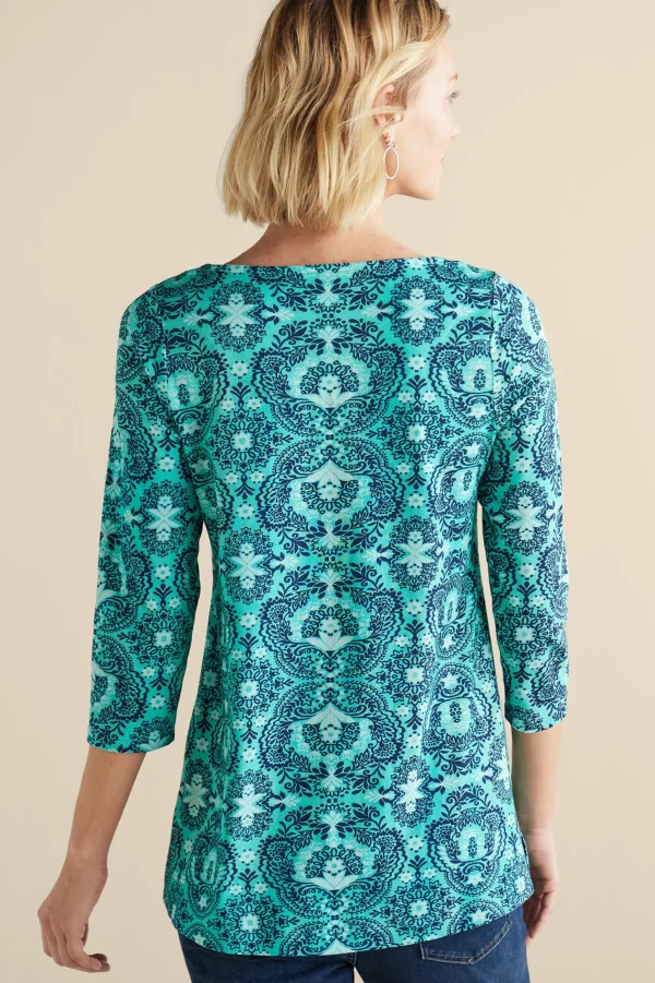 Into The Blues | Vacation Shop-Soft Surroundings Catherine Tunic Ocean Tile Teal