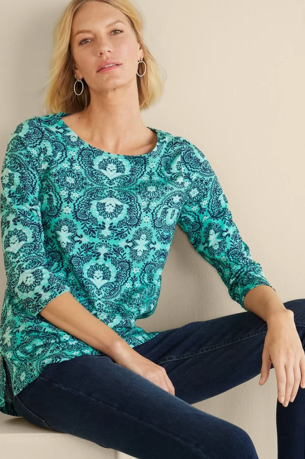 Into The Blues | Vacation Shop-Soft Surroundings Catherine Tunic Ocean Tile Teal