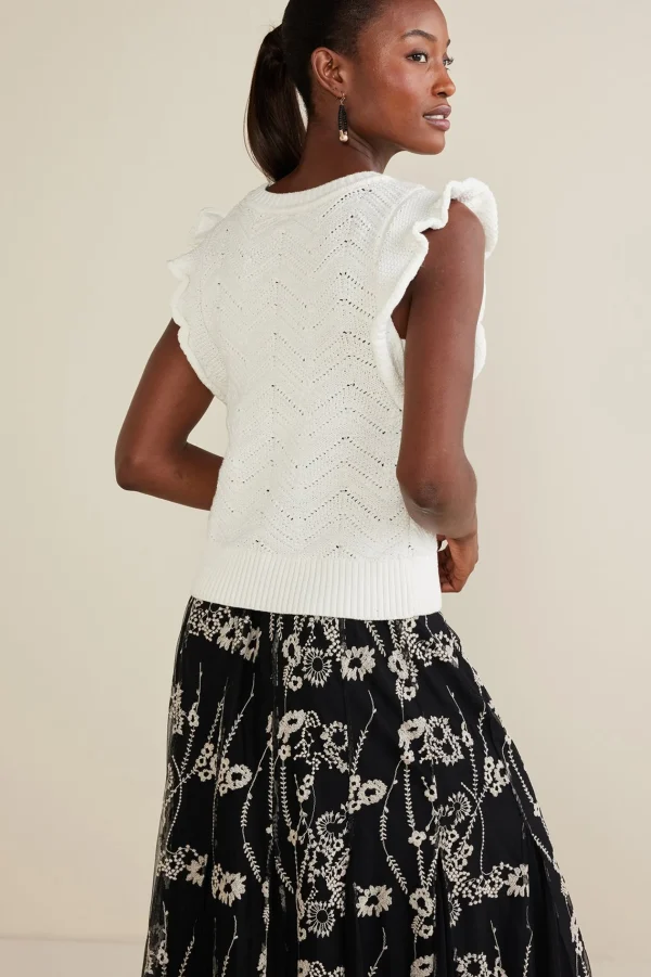 Sweaters & Cardigans | sleeveless-Soft Surroundings Celina Flutter Sleeve Sweater Ivory Pearl