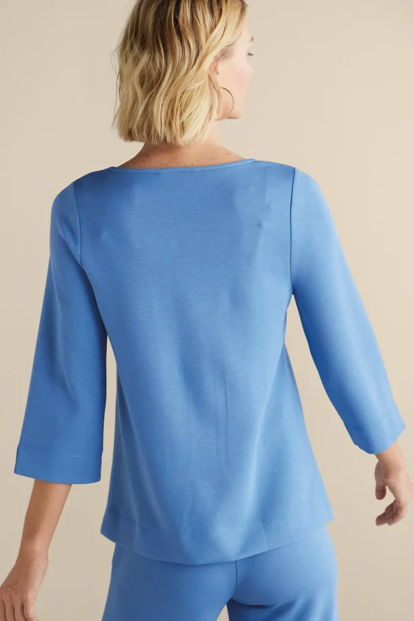Into The Blues | Vacation Shop-Soft Surroundings Ceri Knit 3/4 Sleeve Top Black