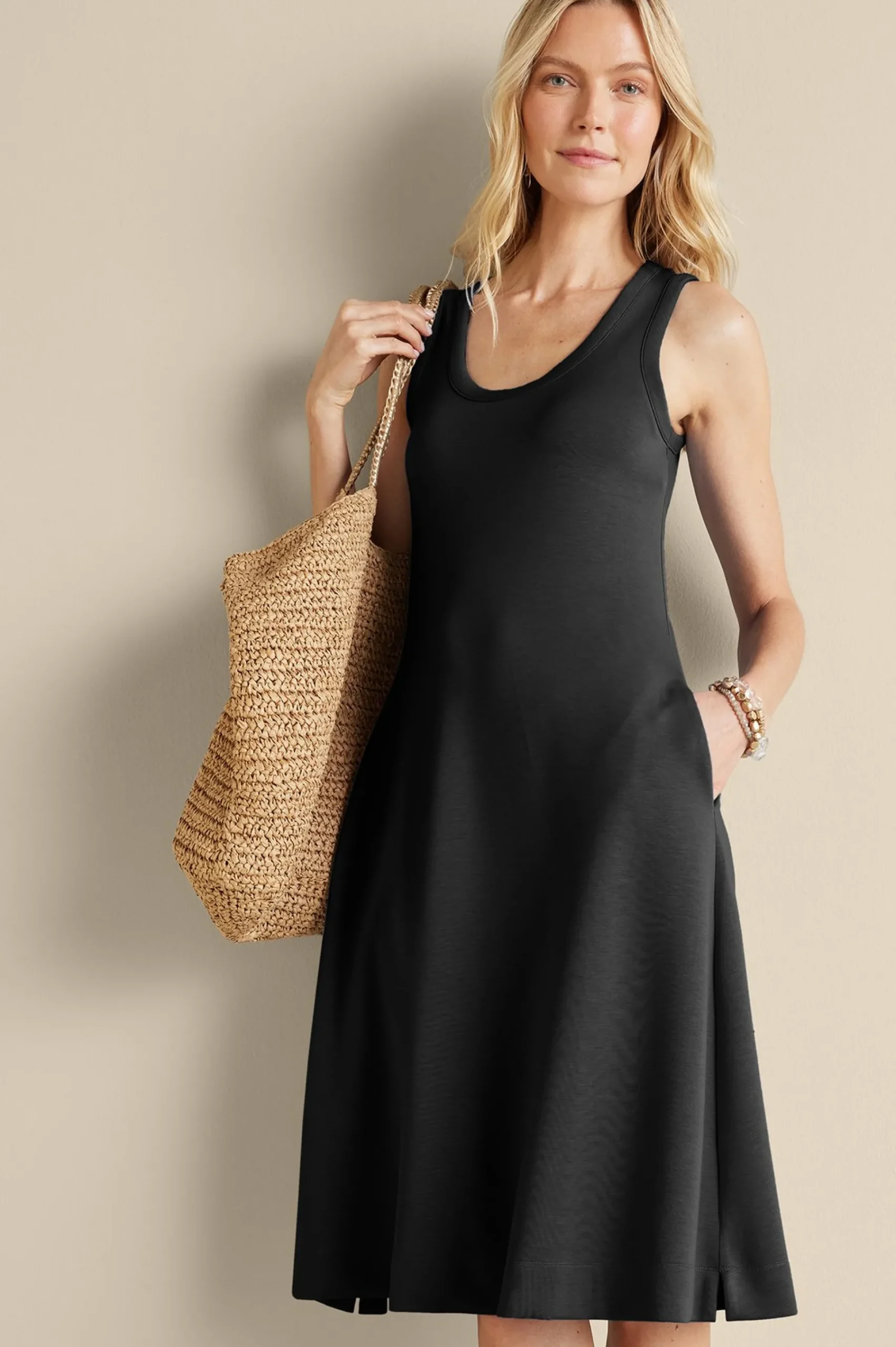 ceri_knit_midi_dress_0.webp Into The Blues | Vacation Shop-Soft Surroundings Ceri Knit Midi Dress Black