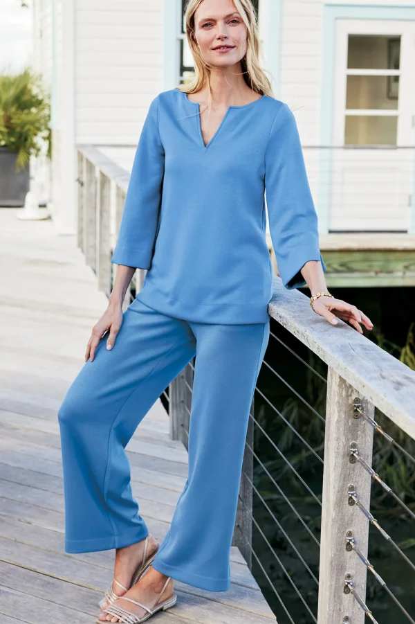 Into The Blues | full length-Soft Surroundings Ceri Knit Wide-Leg Pants Black