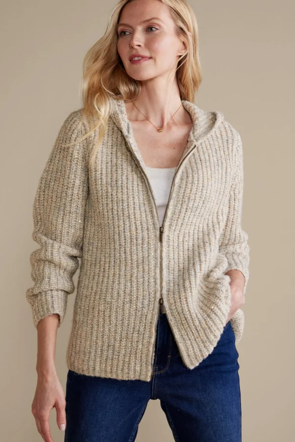 Everyday Styles | Sweaters & Cardigans-Soft Surroundings Chandra Sequin Cardigan Neutral Sequin