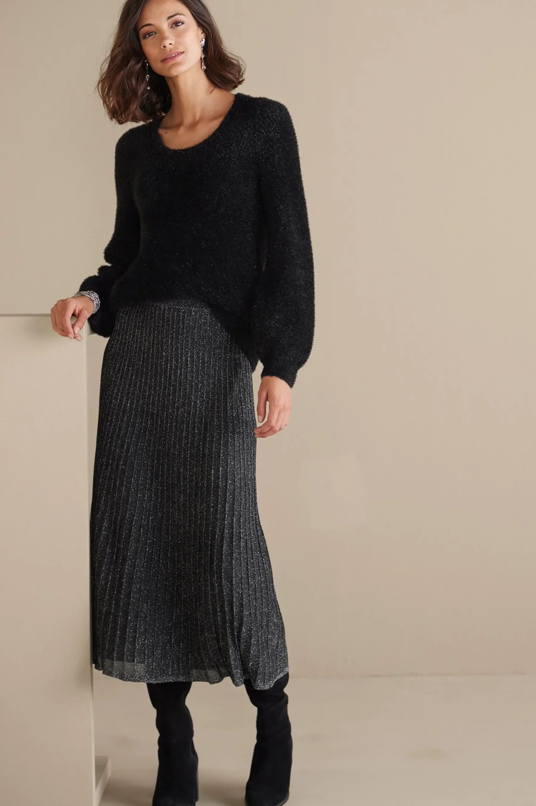 ciara_sparkle_sweater_1.webp Sweaters & Cardigans | long sleeve-Soft Surroundings Ciara Sparkle Sweater Black
