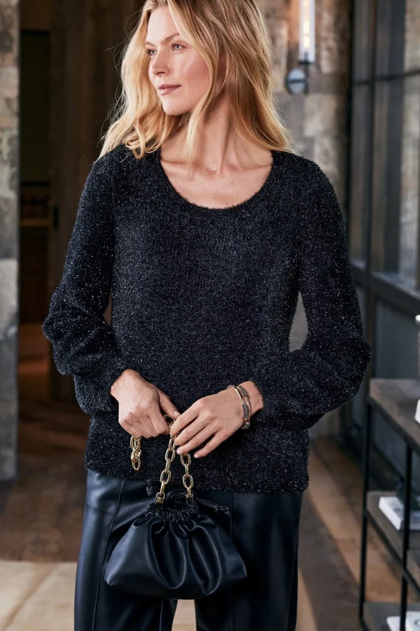 Sweaters & Cardigans | long sleeve-Soft Surroundings Ciara Sparkle Sweater Black