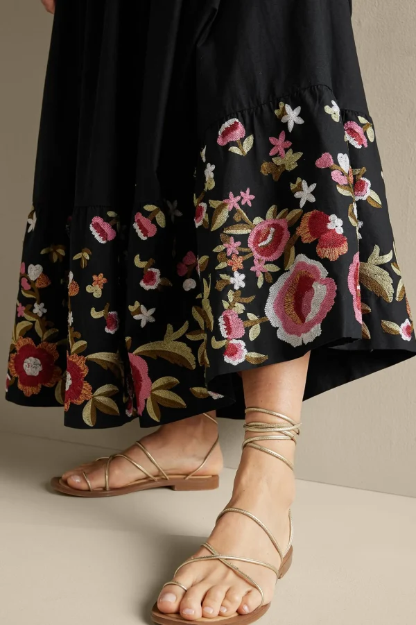 Feminine Flourish | Vacation Shop-Soft Surroundings Cindi Embroidered Maxi Skirt Black