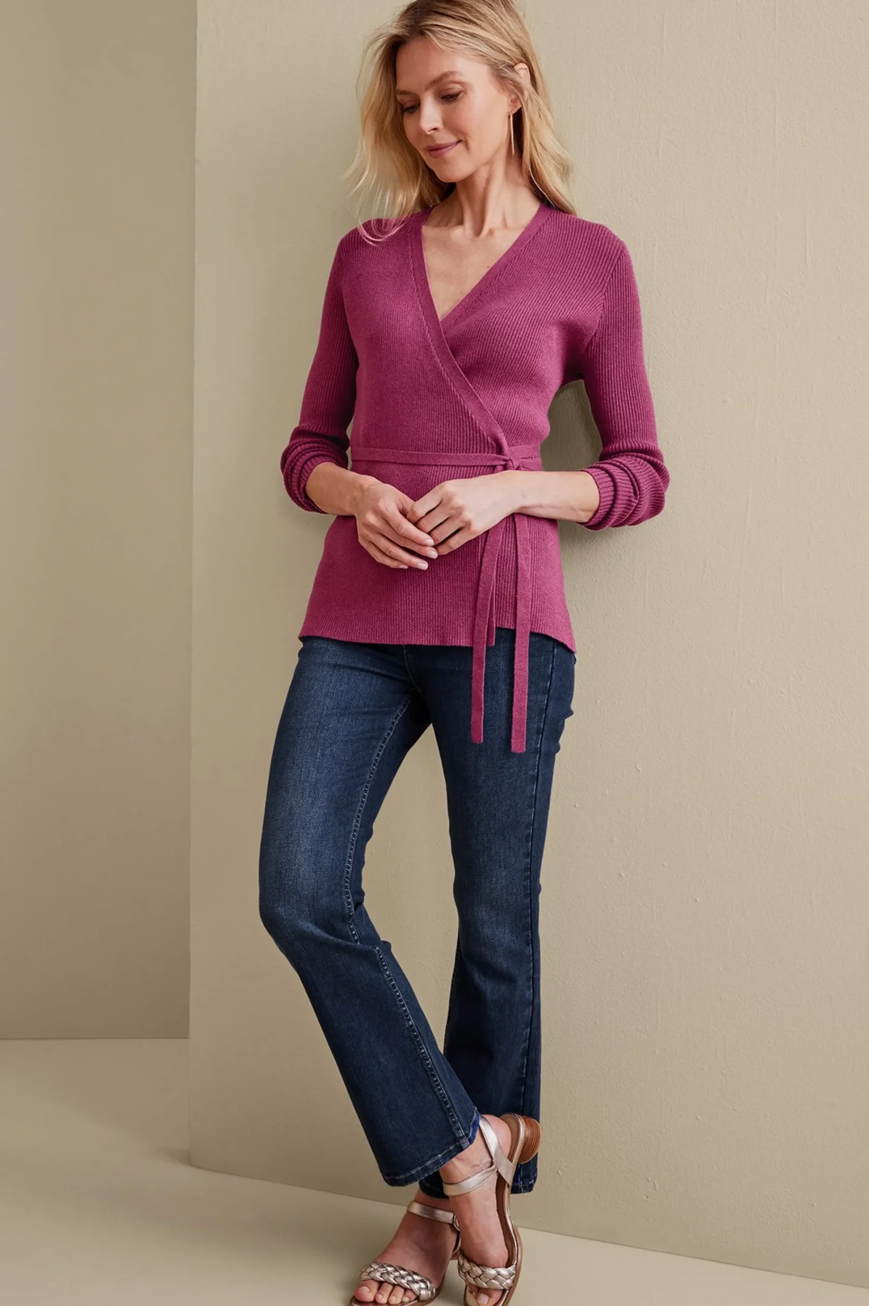 clare_wrap_sweater_1.webp Sweaters & Cardigans | long sleeve-Soft Surroundings Clare Wrap Sweater Dark Fuchsia