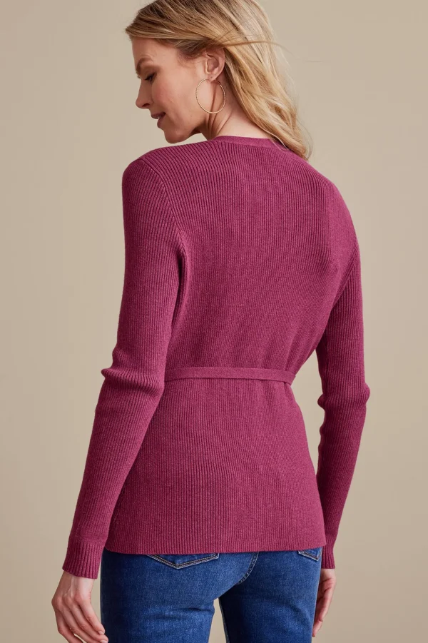 Sweaters & Cardigans | long sleeve-Soft Surroundings Clare Wrap Sweater Dark Fuchsia
