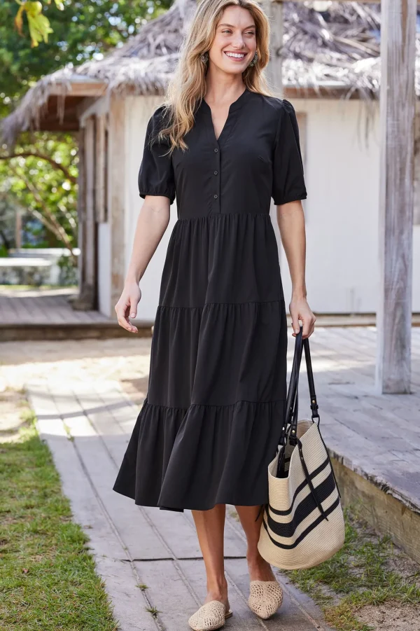 solids | mid-length-Soft Surroundings Claudia Midi Dress Black