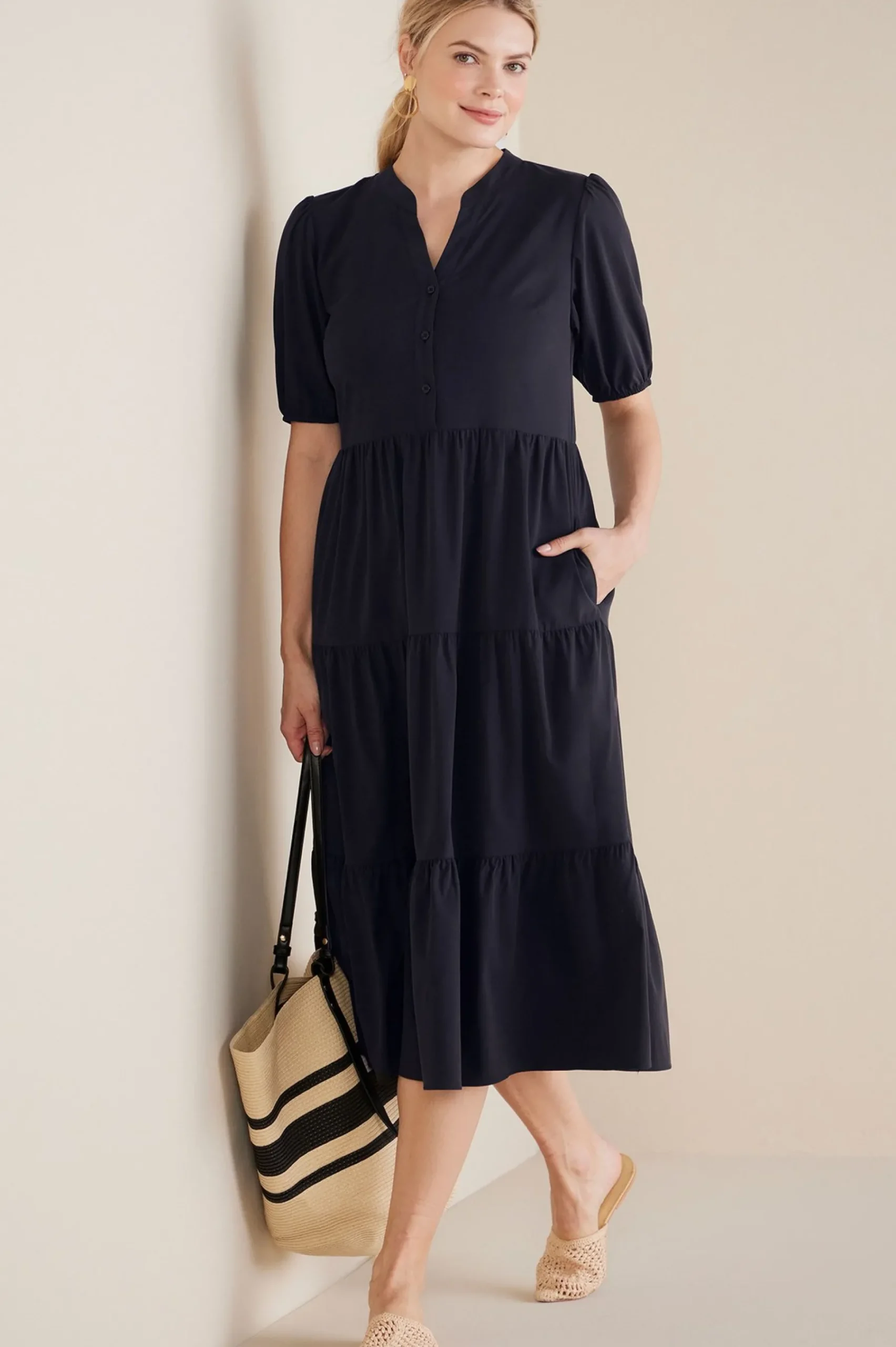 claudia_midi_dress_5.webp solids | mid-length-Soft Surroundings Claudia Midi Dress Black