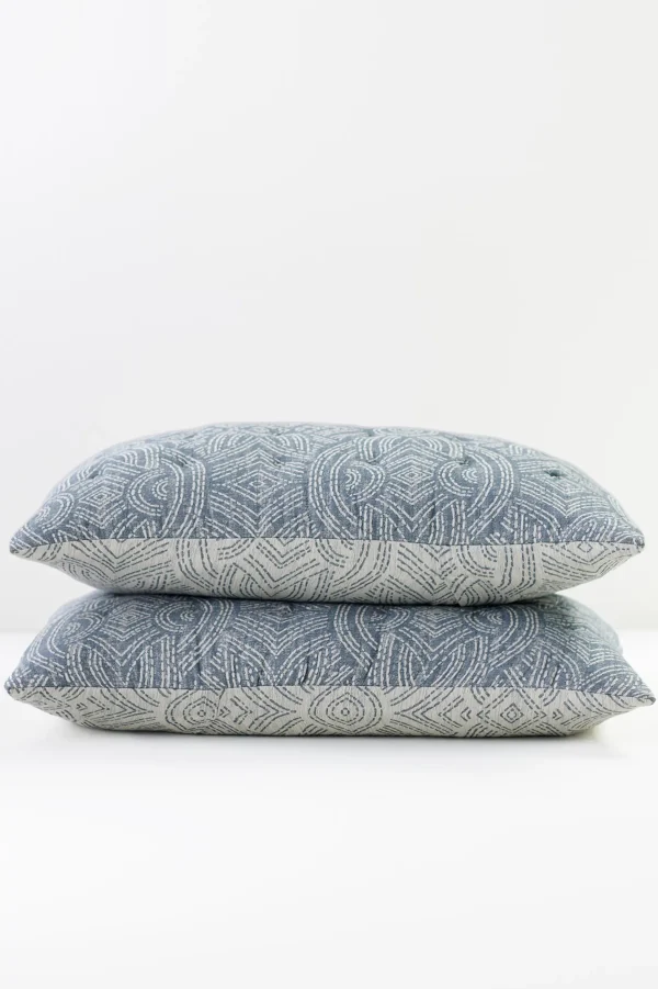 pillowcases & shams-Soft Surroundings Cordova Reversible Jacquard Sham Faded Blue