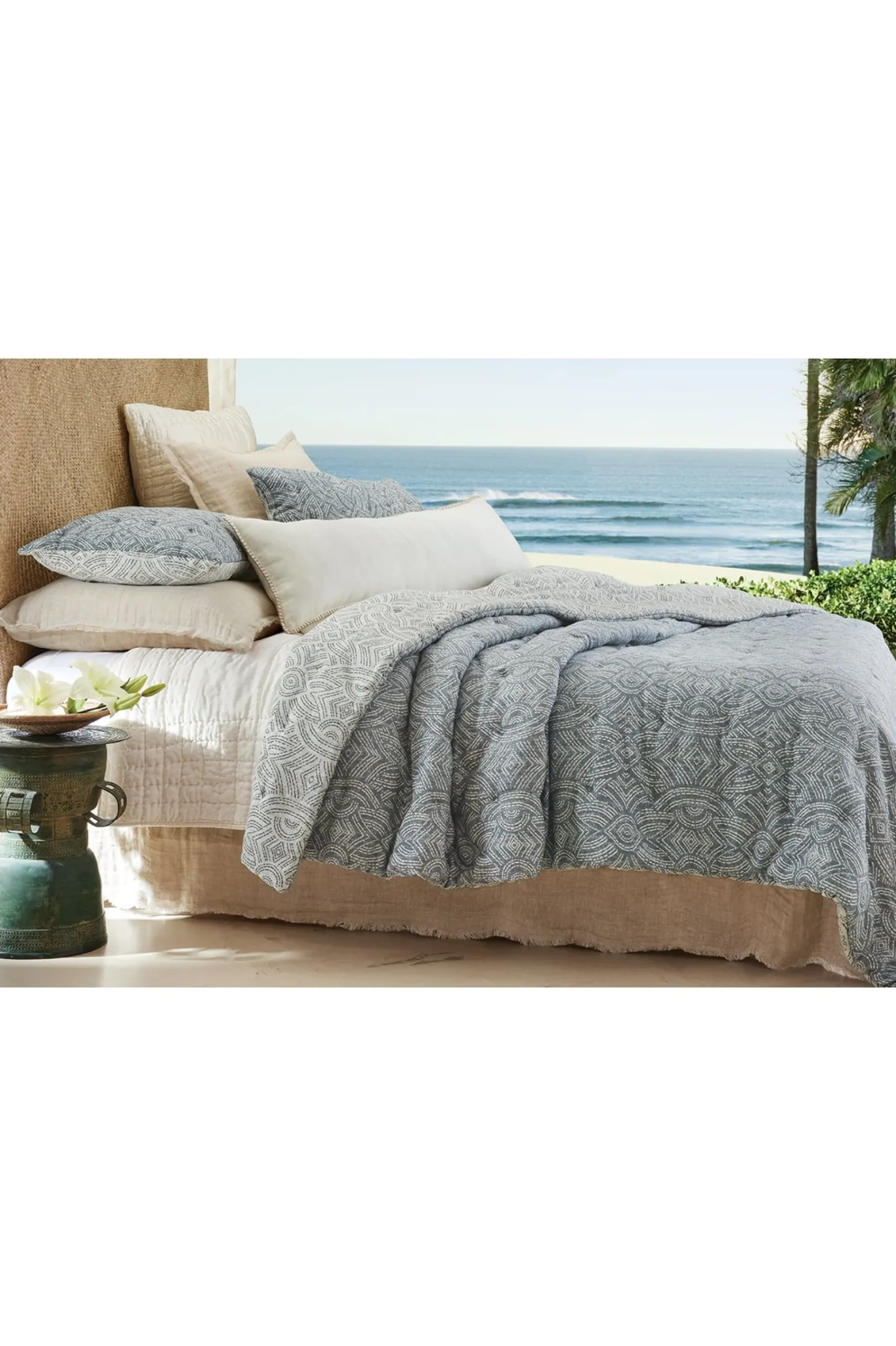 cordova_reversible_jacqua_2.webp comforters | quilts, coverlets & duvet covers-Soft Surroundings Cordova Reversible Jacquard Comforter Faded Blue