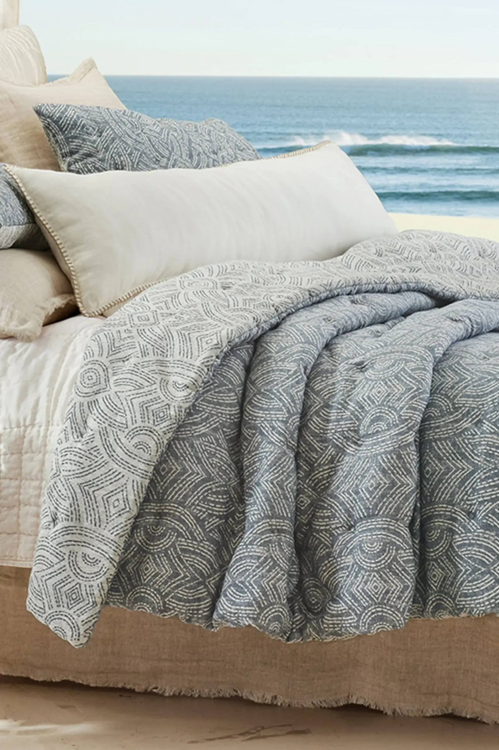 cordova_reversible_jacqua_3.webp comforters | quilts, coverlets & duvet covers-Soft Surroundings Cordova Reversible Jacquard Comforter Faded Blue