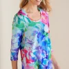 three quarter length | pullovers-Soft Surroundings Darcy Tunic Pink Spring Floral