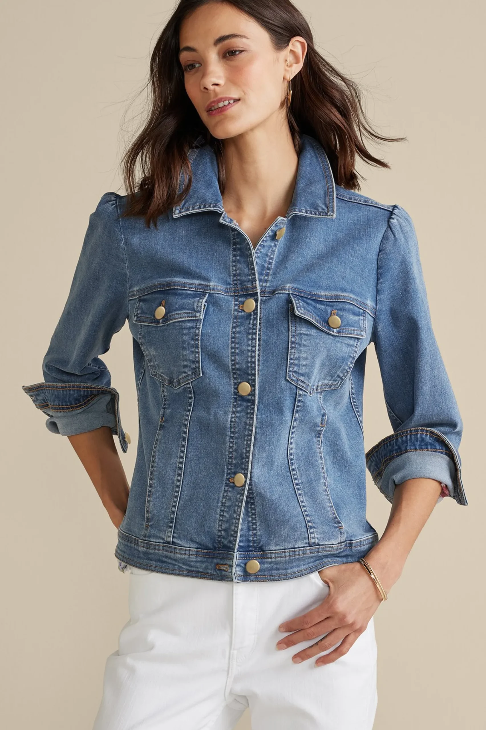 diana_shapely_denim_jacke_0.webp Into The Blues | Vacation Shop-Soft Surroundings Diana Shapely Denim Jacket Light Rain Wash