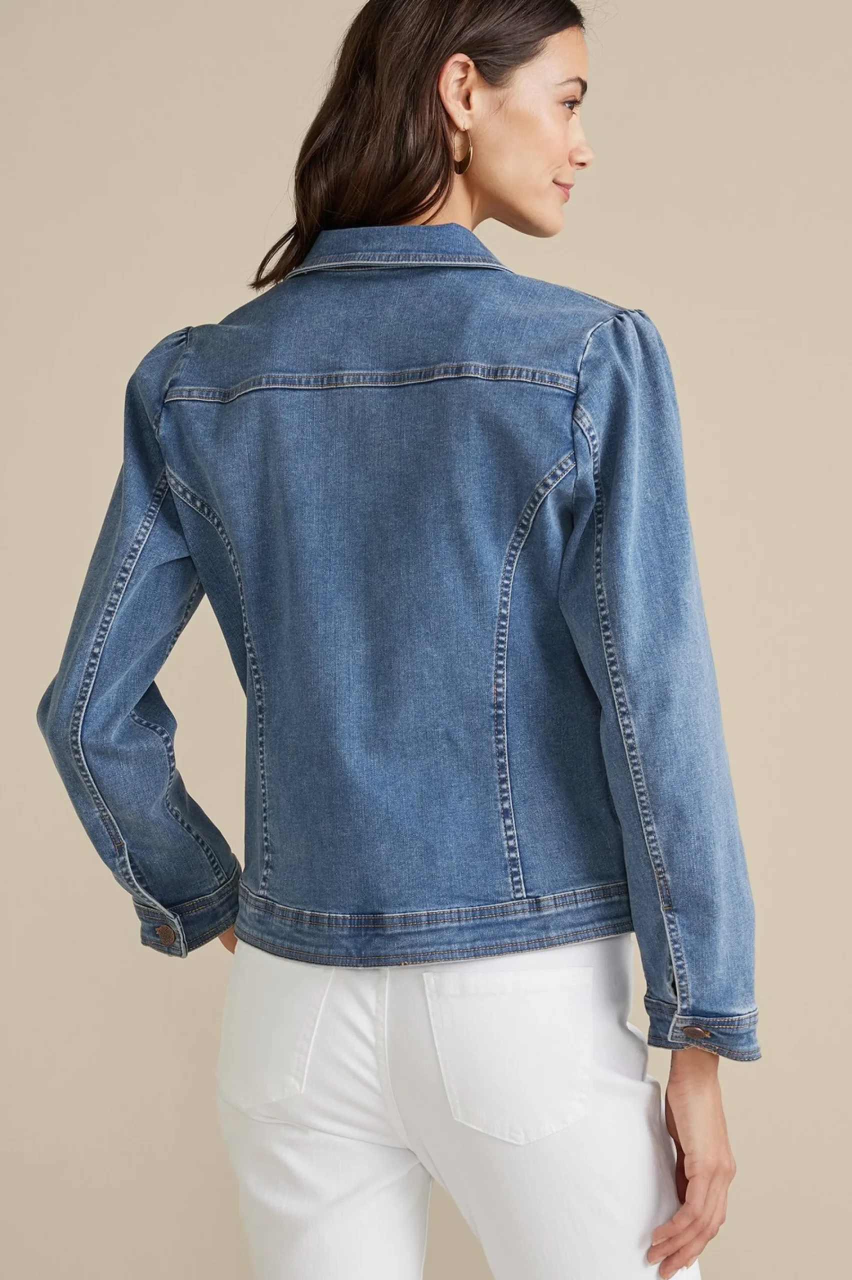 diana_shapely_denim_jacke_2.webp Into The Blues | Vacation Shop-Soft Surroundings Diana Shapely Denim Jacket Light Rain Wash