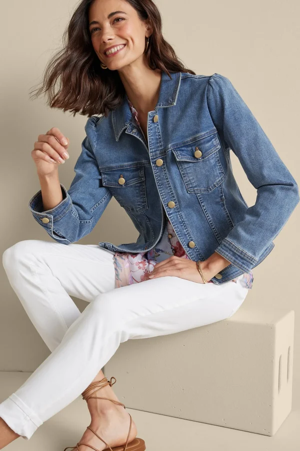 Into The Blues | Vacation Shop-Soft Surroundings Diana Shapely Denim Jacket Light Rain Wash