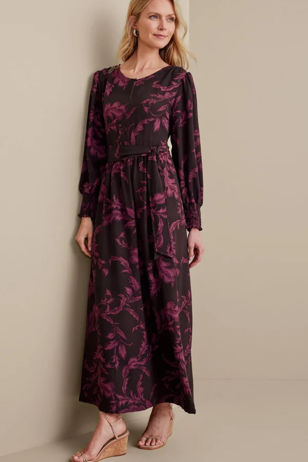 Feminine Flourish | patterned-Soft Surroundings Dianthe Dress Wine Botanical