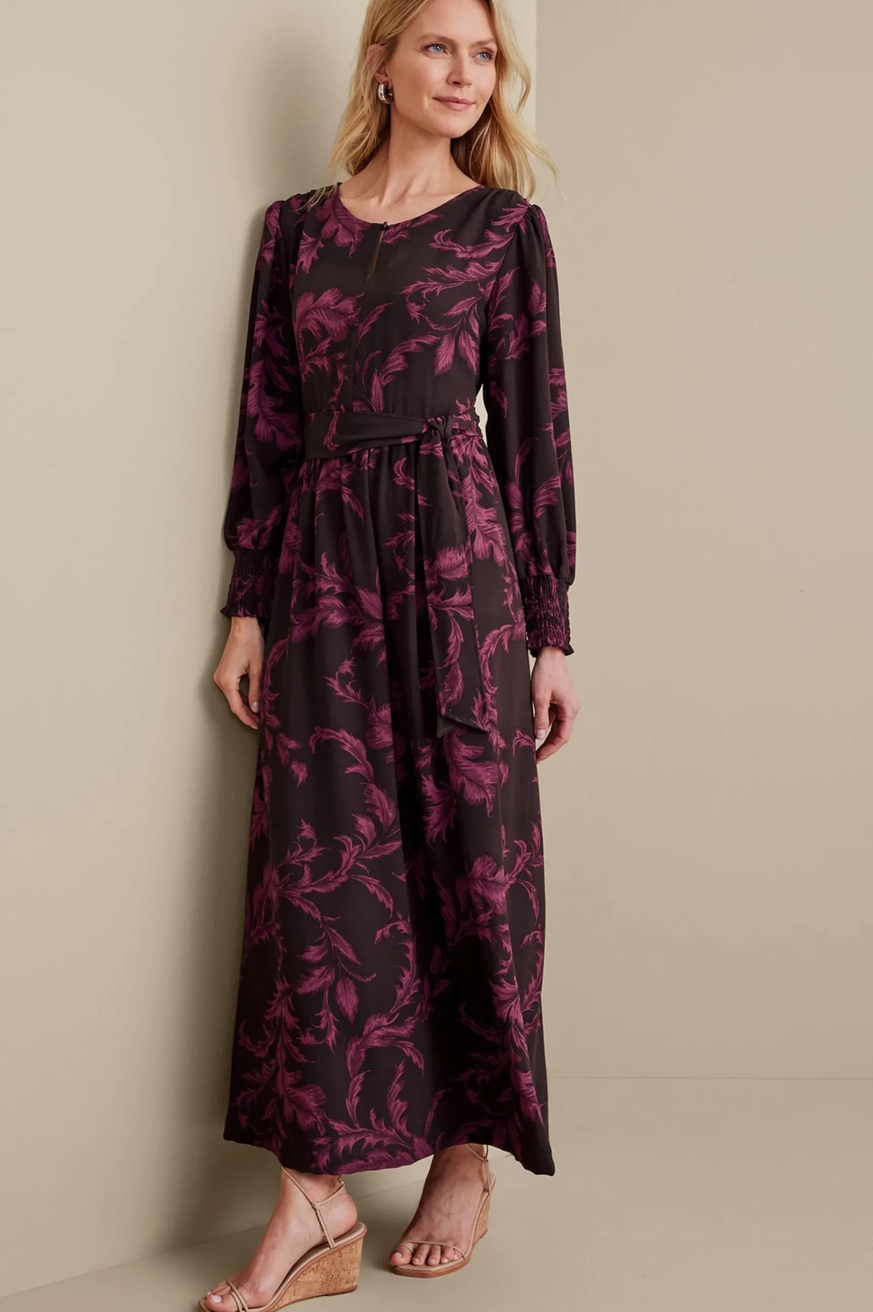 dianthe_dress_0.webp Feminine Flourish | patterned-Soft Surroundings Dianthe Dress Wine Botanical