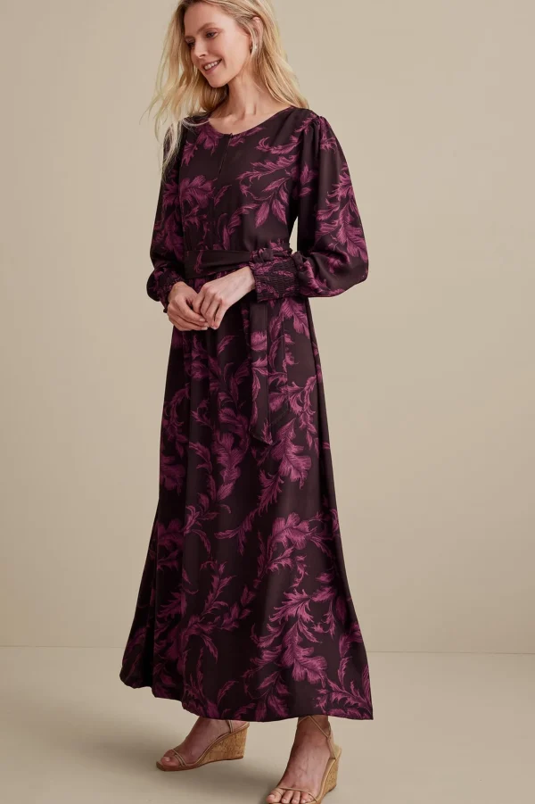 Feminine Flourish | patterned-Soft Surroundings Dianthe Dress Wine Botanical