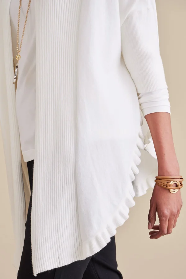 Scarves & Wraps | Feminine Flourish-Soft Surroundings Draped Ruffle Cardigan Noire